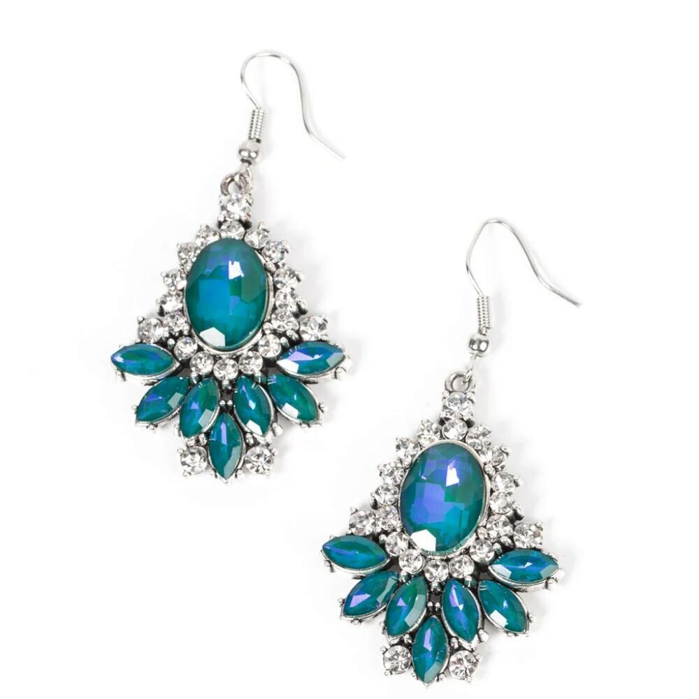 Paparazzi Jewelry Accessories - Magic Spell Sparkle - Green Earrings - Vintage - Picture 2 of 4